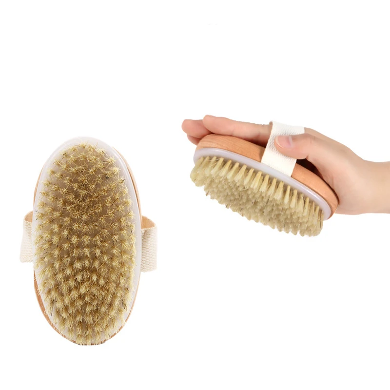2 In 1 Dry Skin Body Massage Brush Natural Bristle Dead Skin Remover Anti Cellulite Exfoliates Blood Circulation Massage Tools 3