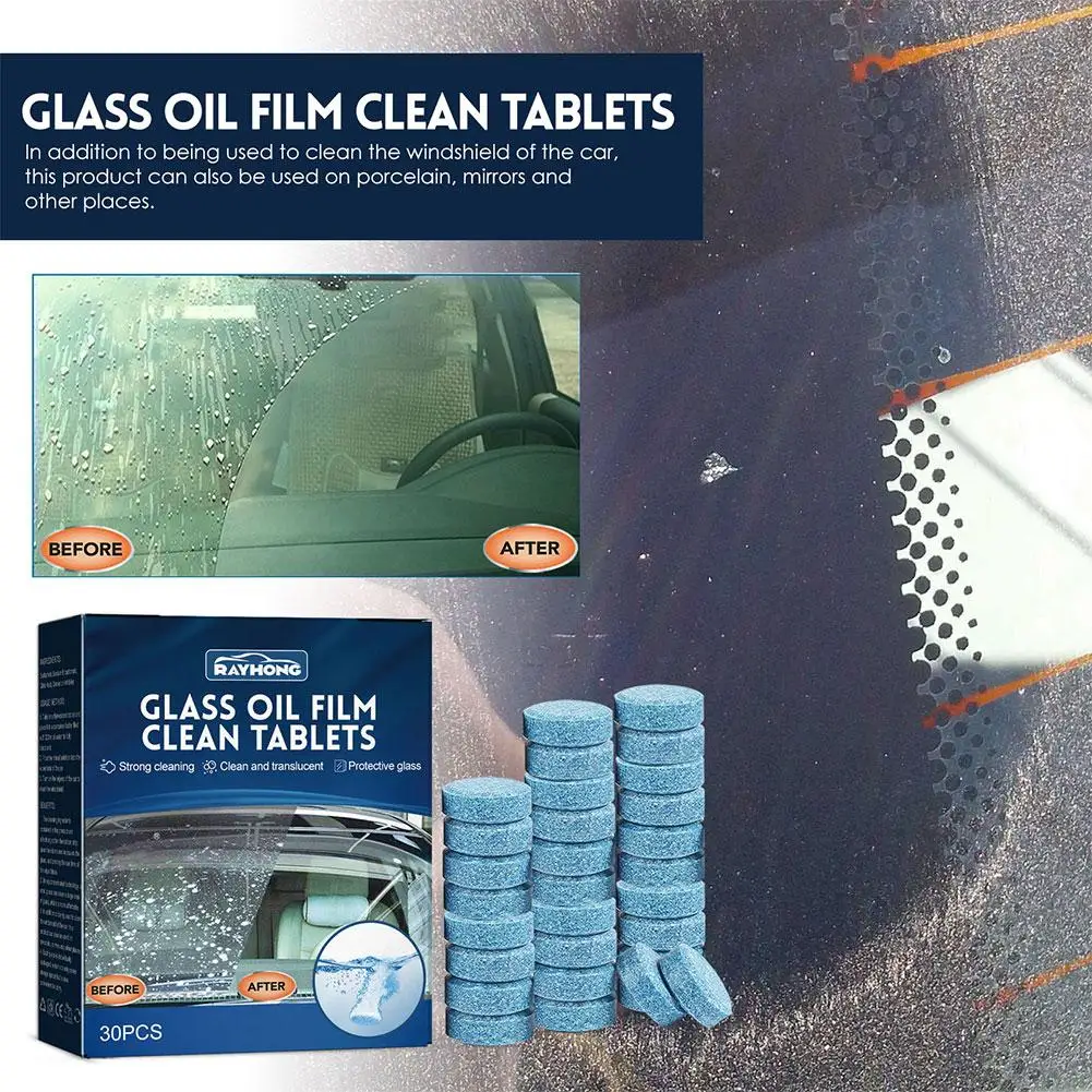 30pcs/box Effervescent Tablets Car Windscreen Wiper Cleaning Solid Cleaner Auto Home Window Glass Dust Washing Car Accessories car wiper blade rear back window windscreen windshield wipers auto accessories for mini countryman r60 245mm 2010 onwards