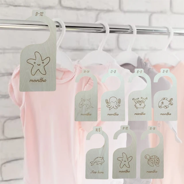 Divisori Armadio Per Neonati In Legno - Set 7 Pezzi Per Organizzare Vestiti 0-24 Mesi