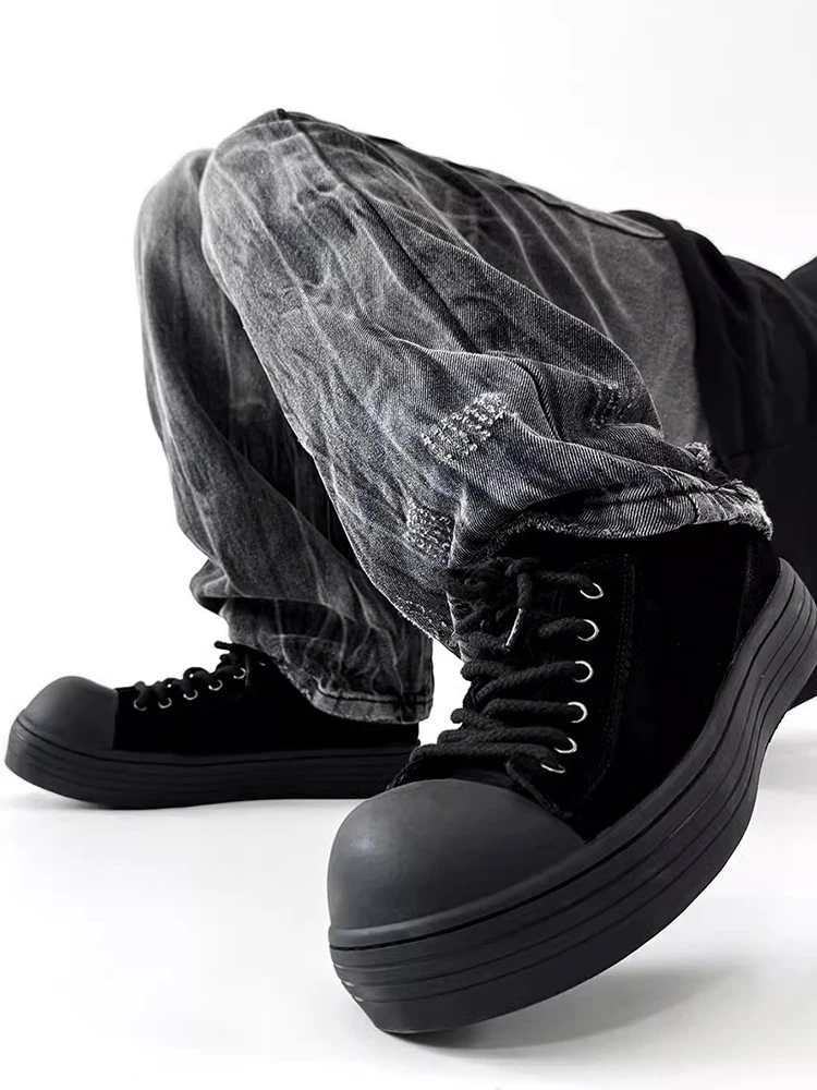 Retro luxury brand Man sneaker Genuine leather suede Big Head Sneakers Men's Shoes Oversized size 46 High Street ugly shoes 4