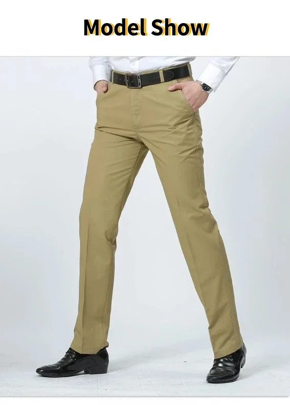 Herren 100% Baumwolle Sommer Dünne Hosen Herbst Anzug Hose Hosen Hohe Taille Gerade Lose Bland Solide Business Casual Hosen Gozbkf – Detail 2