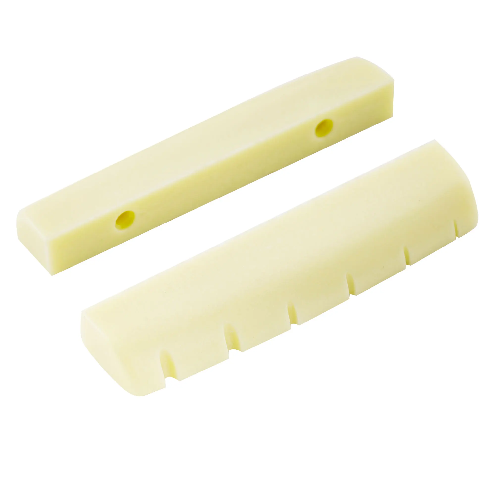 Musiclily Pro Urea-Harz Kunststoff Gitarrensaitenhalter mit Schlitzen, 43mm, Flacher Boden für 6-Saitige LP-Style oder Akustikgitarren (2er-Set) – Detail 10
