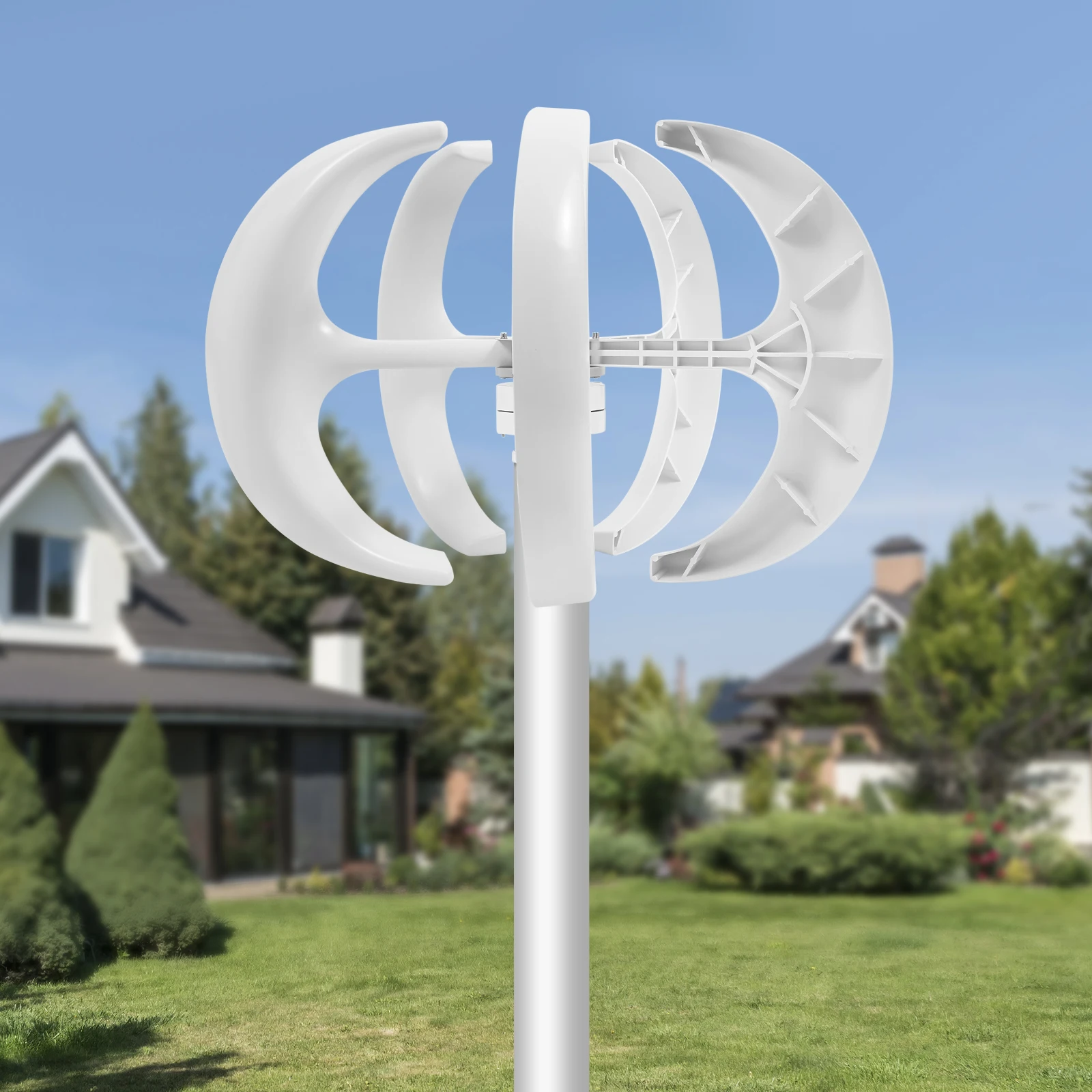 600W 24V/12V Vertical Axis Wind Turbine Generator Lantern with Controller Waterproof Windmill Off Grid System