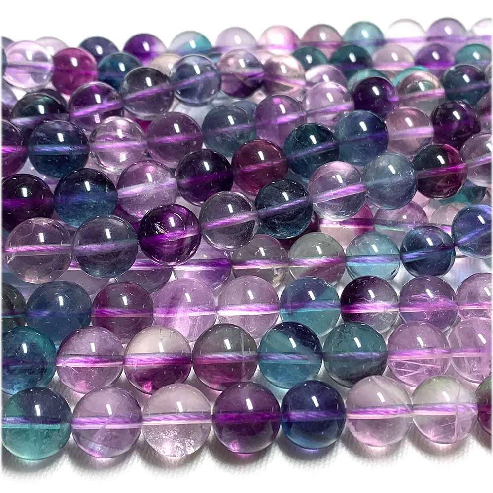

Veemak Purple Fluorite Round Loose Beads For Jewelry Making Natural Gemstones Crystal DIY Necklace Bracelets Earrings Pendant