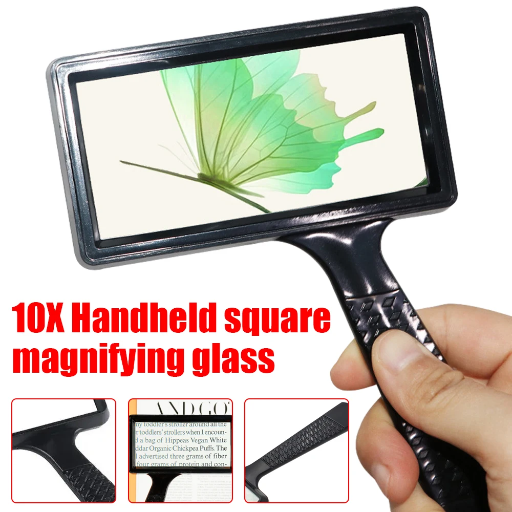 Rectangular Jewelry Identification Magnifier Handheld Square Reading Magnifier 100x50mm ABS+ Metal Measuring Tool jewelry magnifier jewelry magnifying glass magnifying glass reading magnifier