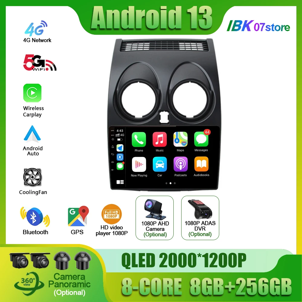 

For Nissan Qashqai J10 2006 - 2015 Car Auto Radio Multimedia Navigation 4G GPS Wireless Android Carplay Touch Screen Center