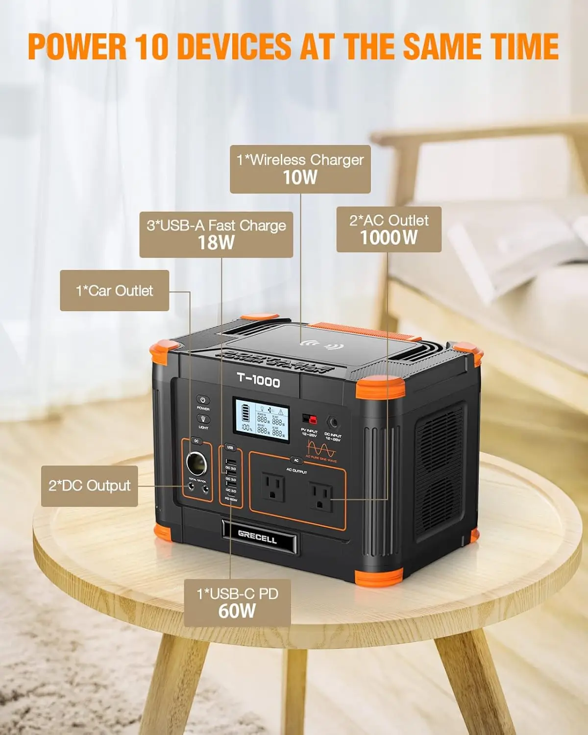 1000W Solar Generator with 200W Portable Solar Panel, 999Wh Portable Power Station Solar Powered Generator Lithium Battery 6