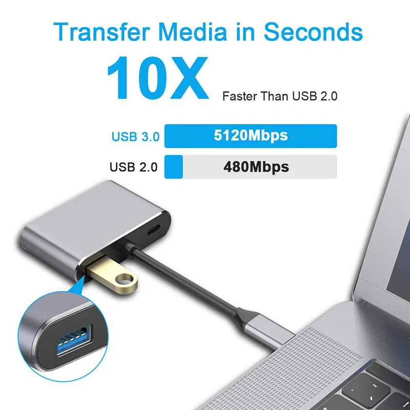 Adattatore USB-C a HDMI, Convertitore da USB Type-C a HDMI 4K60Hz HDR10, Adattatore Dongle USB4 Compatibile Thunderbolt per Monitor/TV/Display