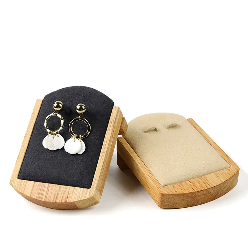 Solid Wood Dangle Drop Hoop Stud Earrings Jewelry Display Stand Holder Ear Nails Exhibition Rack for Shop Store Desktop Showcase