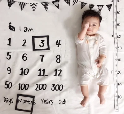 Newborn Baby Monthly Growth Milestone Blanket Photography Accessories for Rug Baby Boy Girls Photography Props Background Cloth 3