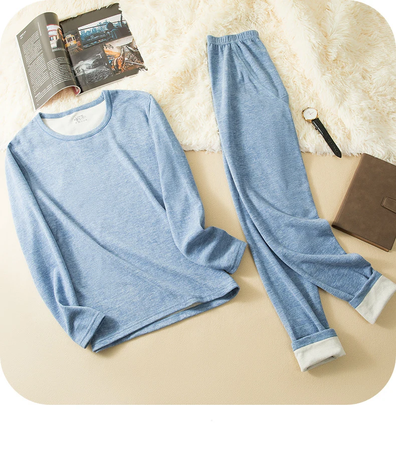 Winter Thermo Unterwäsche Thermo Frauen Kleidung Herren Unterwäsche Wolle und Seide Doppels chicht Fleece gebürstete Tops Thermo hosen Set – Detail 9
