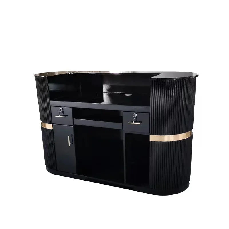 Modern Wooden Salon Office Furniture Shop Cash Counter Desk Pink Reception Desk For Sale