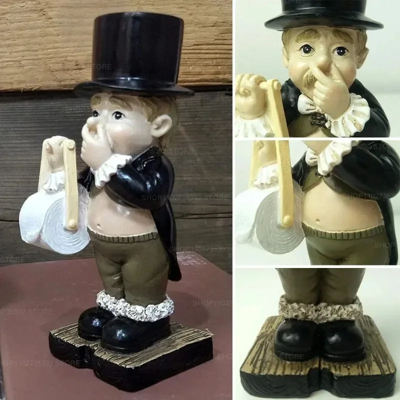 Porta carta igienica unica, statuette in resina pulsante toilette 6x3