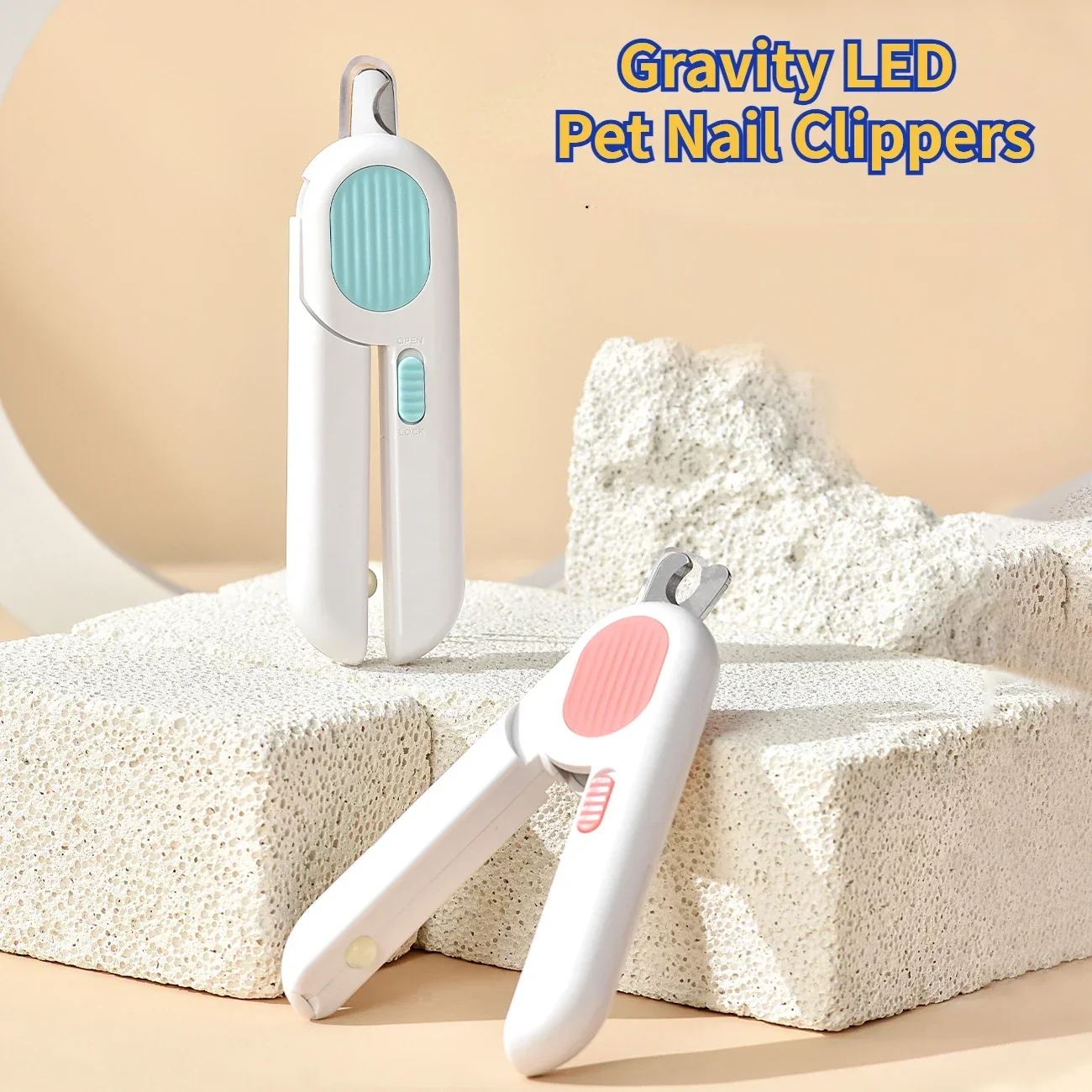 Pet Nail Clippers Gravity LED Dog Nail Clippers Multifunctional Teddy Cat Stainless Steel Grooming Scissors