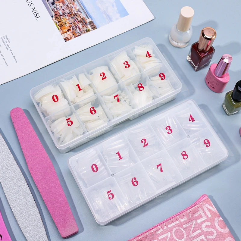 

500 шт., женские накладные ногти натурального цвета