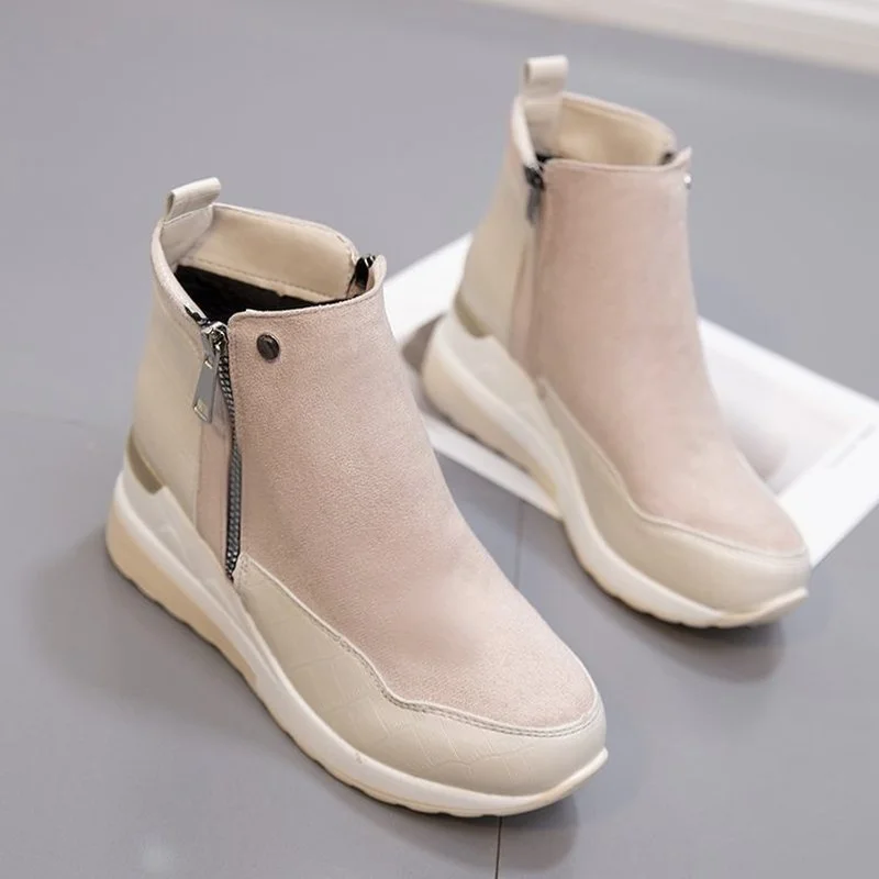 Plus Size 43 Women Short Boots Autumn Winter Fashion Modern Boots Wedges High-Top Sneakers Platform Shoes Woman Motorcycle Boots