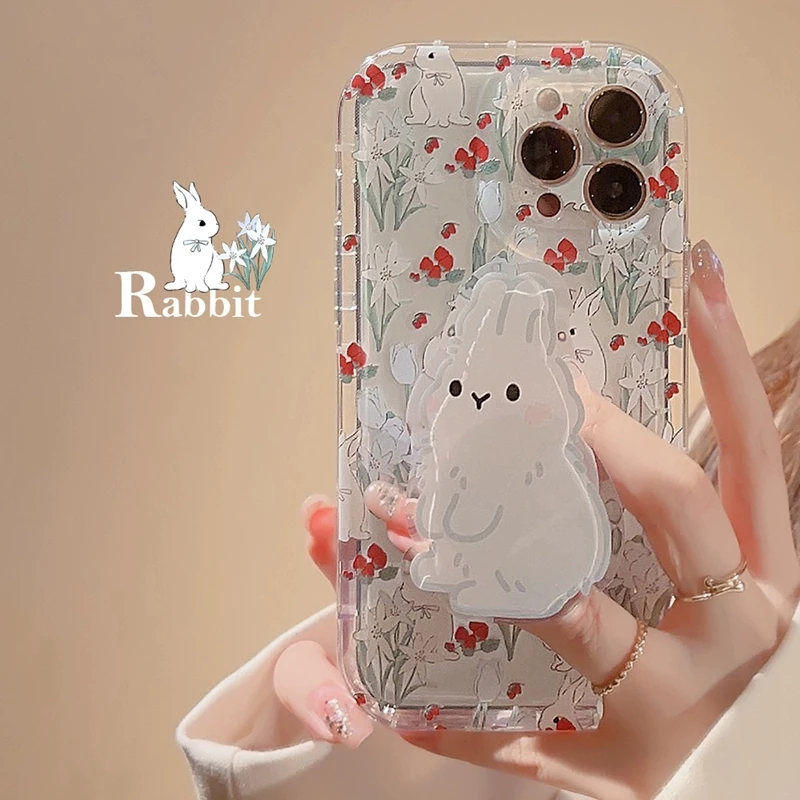 Cute Rabbit Grip Holder Phone Case with Enhanced Protection and Style