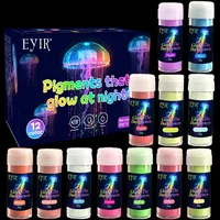 12 pièces - Coffret de poudres phosphorescentes, poudre pigmentée illuminante de nuit, sûre et durable, article de loisirs créatifs pour peinture corporelle 1