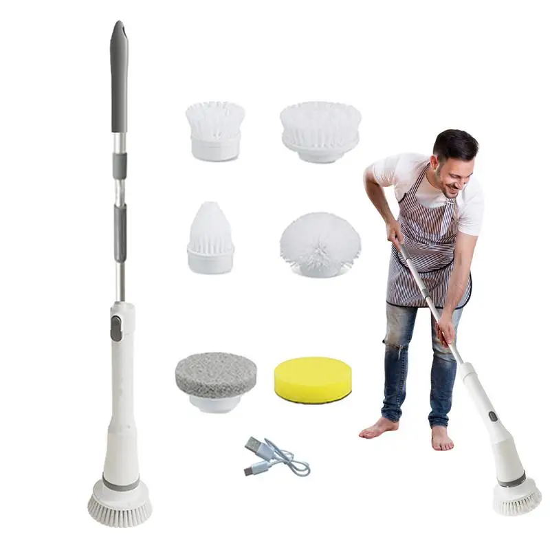 

Bathroom Scrubber Electric Rechargeable Shower Cleaning Brush Multi-Functional Spin Brush For Floors Tiles