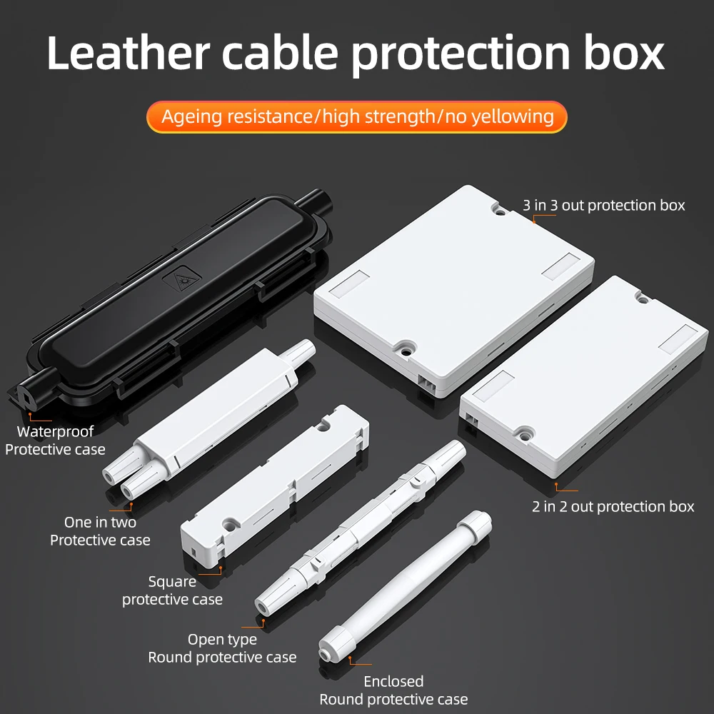 Fiber Optic Protection Box Drop Cable Rotection Box 10/50pcs Heat Shrink Tubing FTTH Type Waterproof