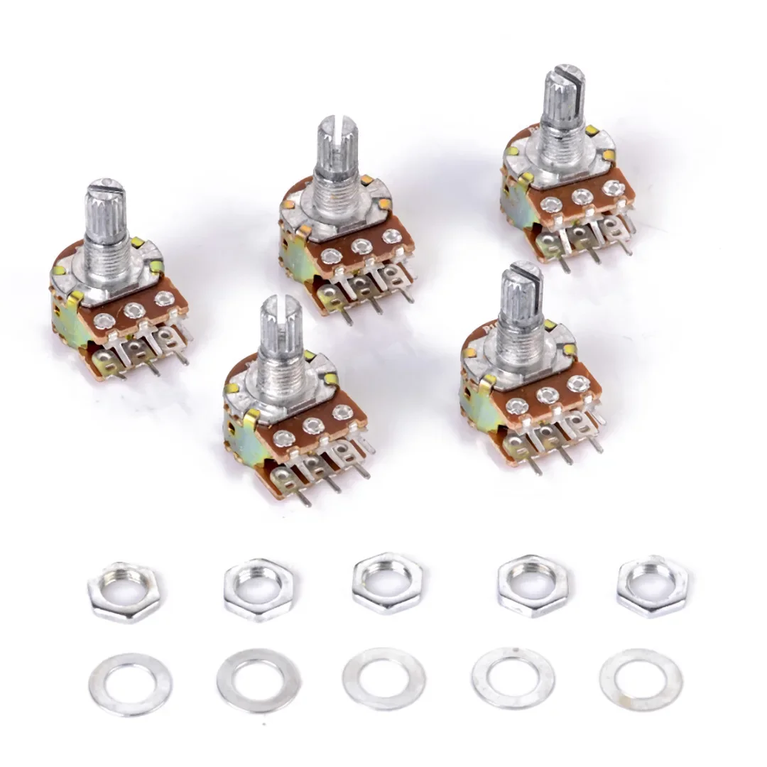 5pcs/Lot WH148 Linear Potentiometer 15mm Shaft 6 Pin ,With Nuts Washers B10K B1K B2K B5K B20K B50K B100K B500K B1M Audio 10pcs wh148 b1k b2k b5k b10k b20k b50k b100k b500k 3pin linear potentiometer 15mm shaft with nuts and washers