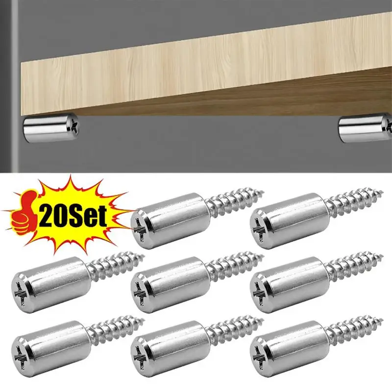 

20PCS Cabinet Shelving Pegs durable metal made Self-Tapping Closet Partition Pins anti slip scratchless Shelf Bracket Pins