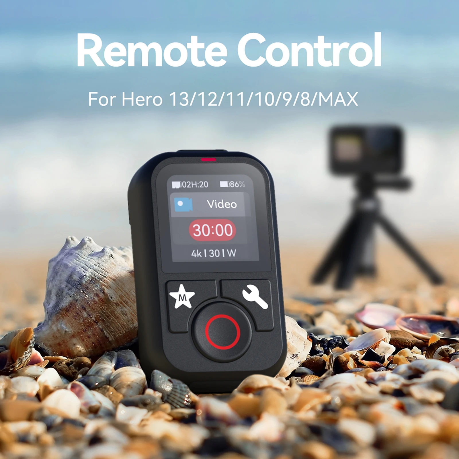 Wireless Smart Remote Control Camera Controller 60M Control Range Waterproof Replacement for GoPro Hero 13/12/11/10/9/8/MAX Buil
