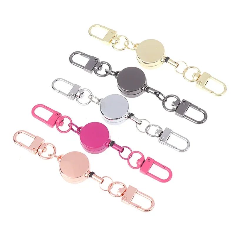 Key Holder Anti-Theft Metal Retractable Badge Easy-to-Pull Buckle Elastic Keychain Rope Key Ring