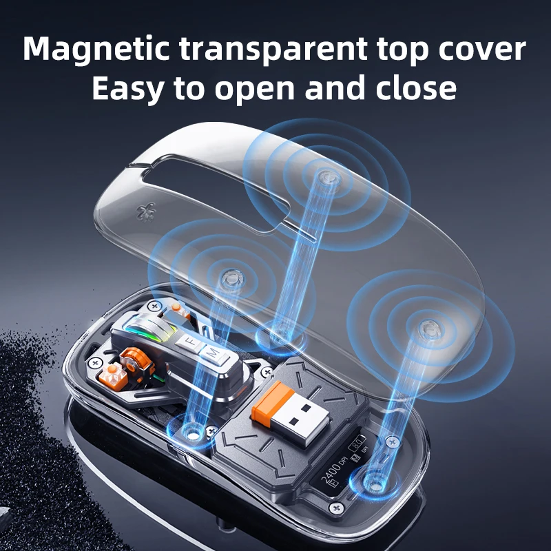 Translucent Wireless Mouse with Multi-Mode Connection and Metal Roller