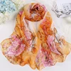 Women Fashion Chiffon Georgette Silk Scarf For Muslim Hijab Peony Flower Bandana Summber Beach Sarong Scarf&Shawl HY30 3