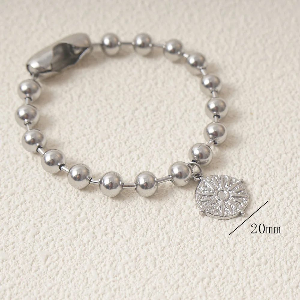 Elegant 8mm Stainless Steel Ball Bead Bracelet in Gold/Silver