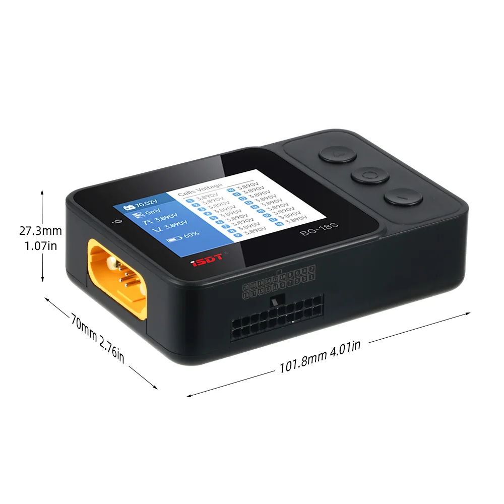 ISDT BG-18S Проверка батареи 1-18S LiPo LiFe LiHv Тестер напряжения батареи Измеритель емкости для радиоуправляемого вертолета, самолета, автомобиля thumbnail 5