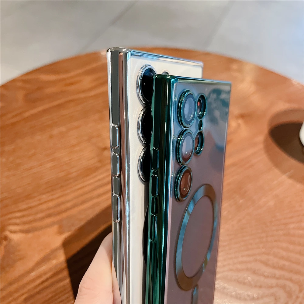 Magsafe Luxury Plating Magnetic Wireless Charging Shockproof Silicone Clear Case