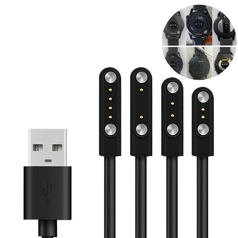 Universal Smart Watch Charger Cord Magnetic Charging Cable 2 Pin 4 Pin USB Charger For Smart Watch 7.62mm 2.54mm 4mm