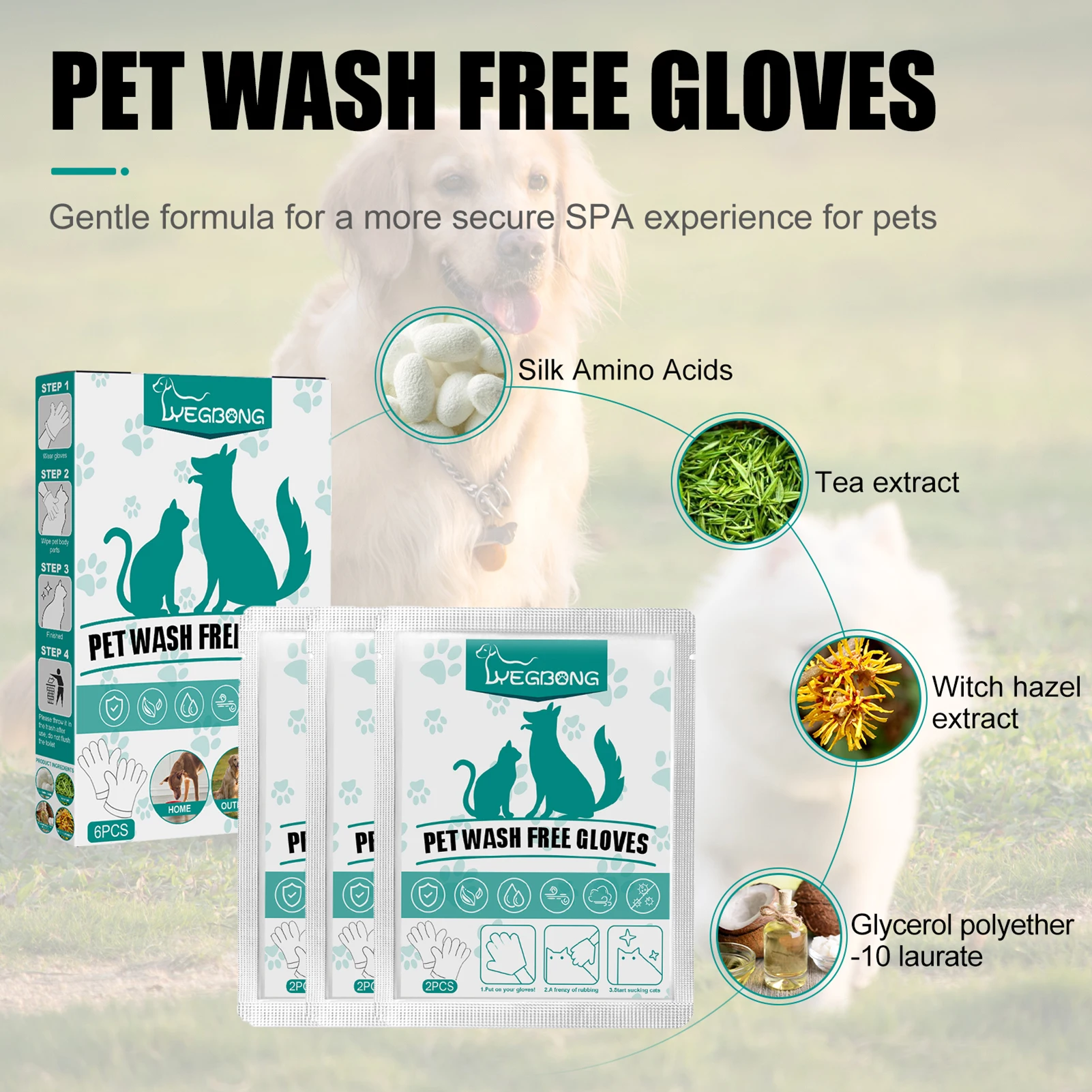 Dog Glove Wipes For Dogs Cats Pet Wipes Cleaning Massage Gloves Itch