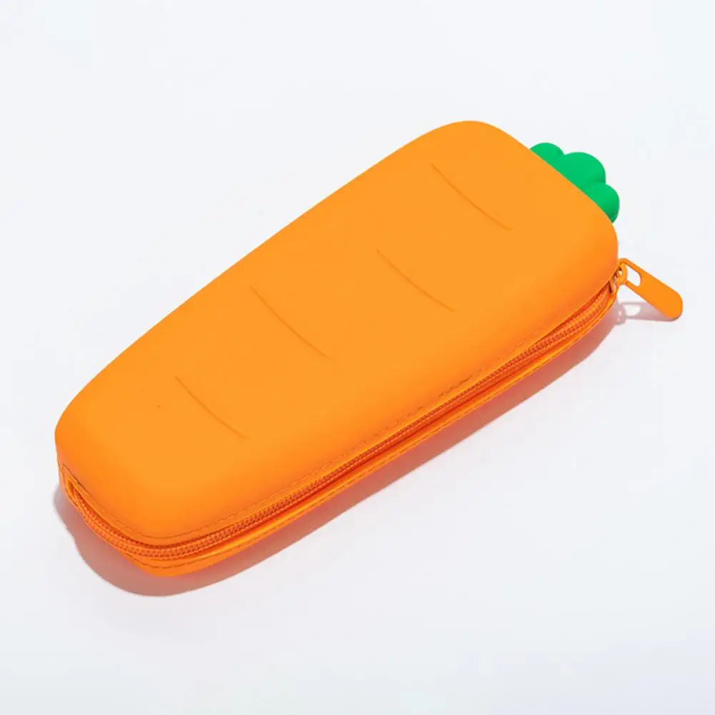 Hard to Fade Durable Cute Cartoon Pencil Case Colorfast Pencil Case Carrot  Shape for Students