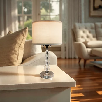 Modern Desk Lamp Set of Two - E26 Socket with Lamp Cap - Linen-Colored Lampshade - Suitable for Living Room, Bedroom and Bedside 3