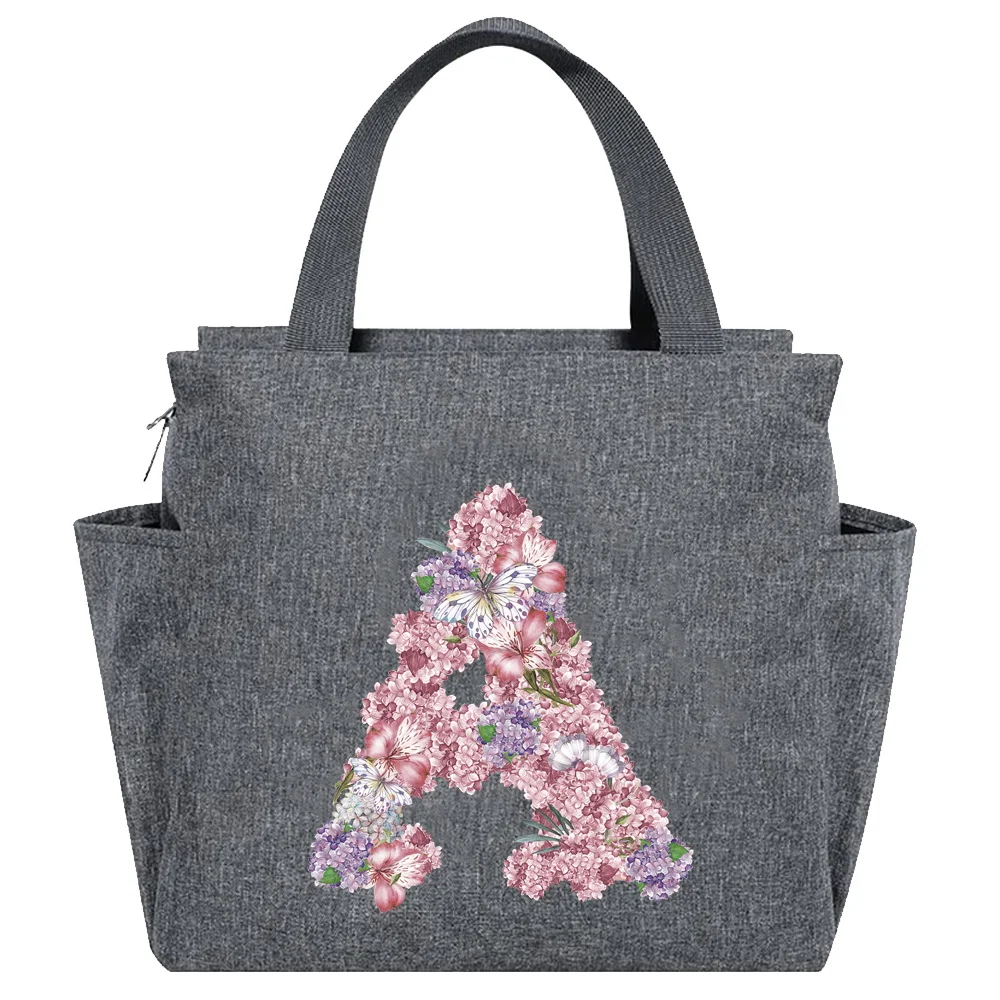 2023 Insulated Lunch Bag for Women Rose Flower Letter Kids Cooler Thermal Pouch Portable LunchBox Ice Pack Tote Food Picnic Bags