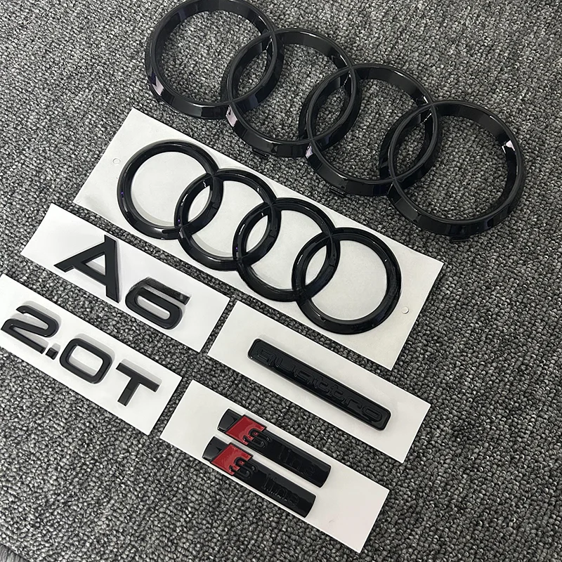 Auto Accessories 7PCS/set For Audi A5 Quattro 2.0T 2010- Car 4 Ring Front Grille Badge Rear Luggage Compartment Sticker
