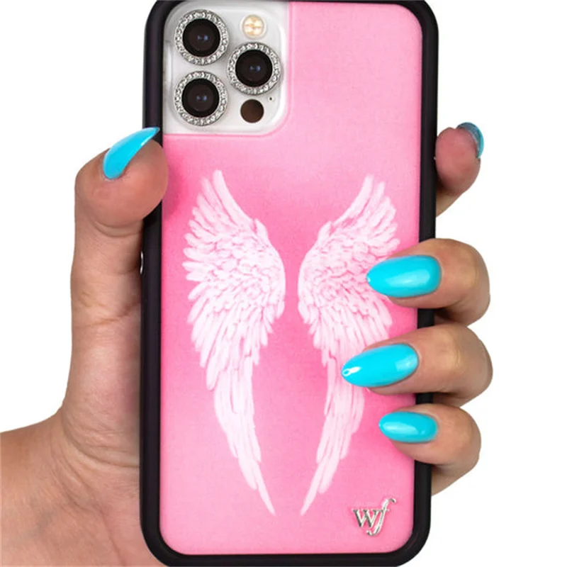 Wildflower INS Angel Baby Wings Cartoon Phone Case for iPhone 17 16 15 14 13 12 Pro Max Plus WF Lucky Girl Shockproof Back Cover 2