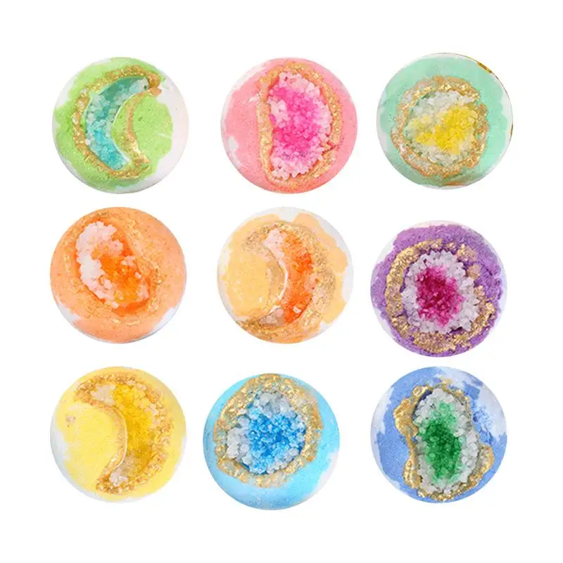 9 Pcs Bath Salt Ball Organic Bath Bombs Set Handmade Fizzies Rich In