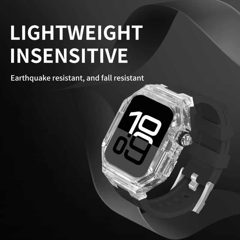Luxury Transparent Modification Kit Case for Apple Watch with Silicone Strap