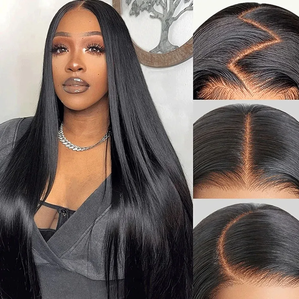 34 Inch Bone Straight 13x4 Lace Front Wig Human Hair Lace Front Human Hair Wigs Brazilian Frontal Wigs For Women 3