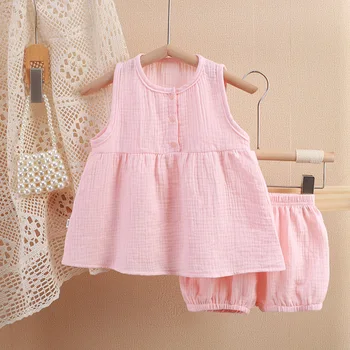 Baby Kids Girls Clothes Short set Summer Toddler Boy Cotton t-shirt + Shorts lino abbigliamento per bambini abiti abiti per 0-5 anni