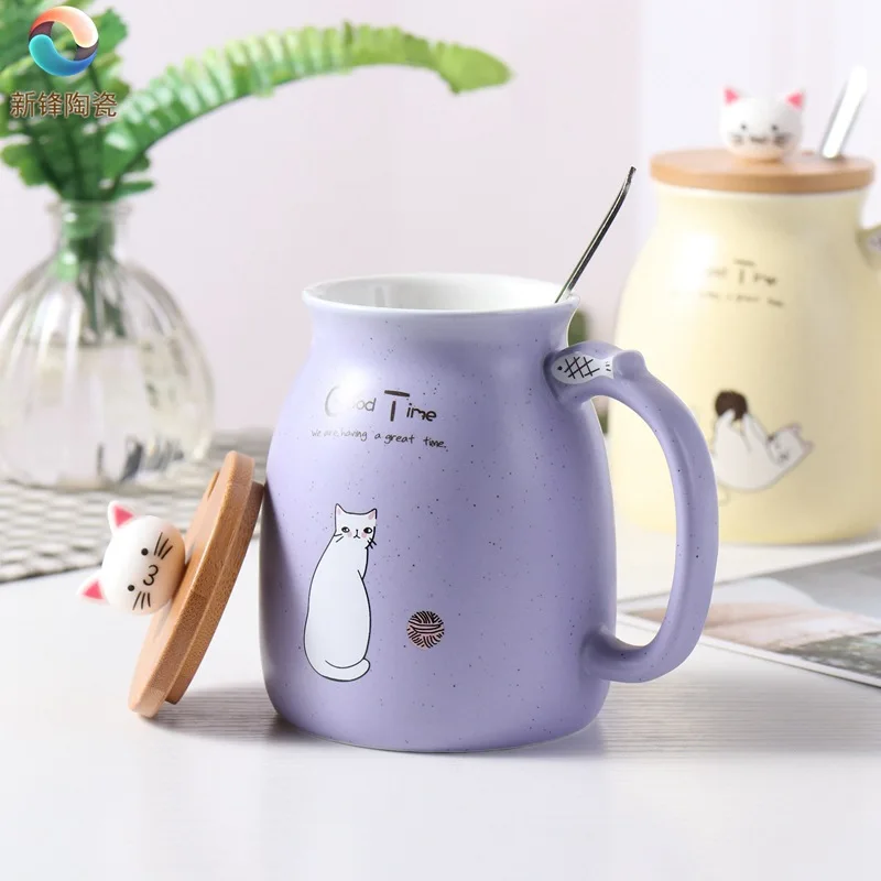 Ceramic Japanese Coffee Mug with Wooden Lid and Spoon