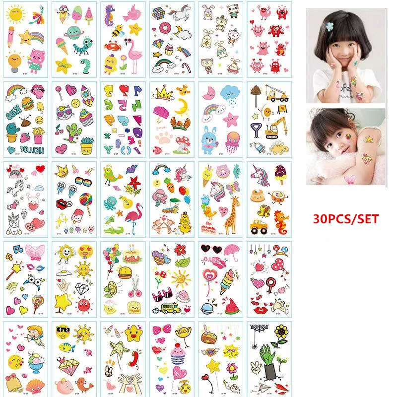 

30pc/set Small Fake Tattoo Kids Waterproof Temporary Tatoo Sticker for Children Women Hands Arm Leg Body Tato Tatuaze Dla Dzieci