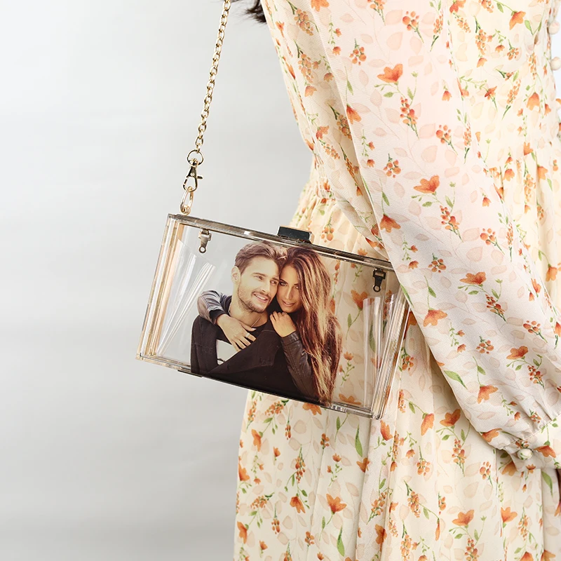 New Custom Acrylic Transparent Women Clutch Bag Chain Luxury Brand Women Messenger Bag Evening Bag Handbag Chain Shoulder Bag