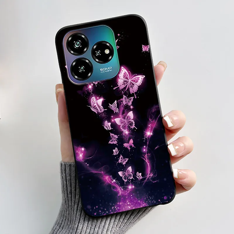 Black Soft Silicone Case with Cute Flower Cartoon Design