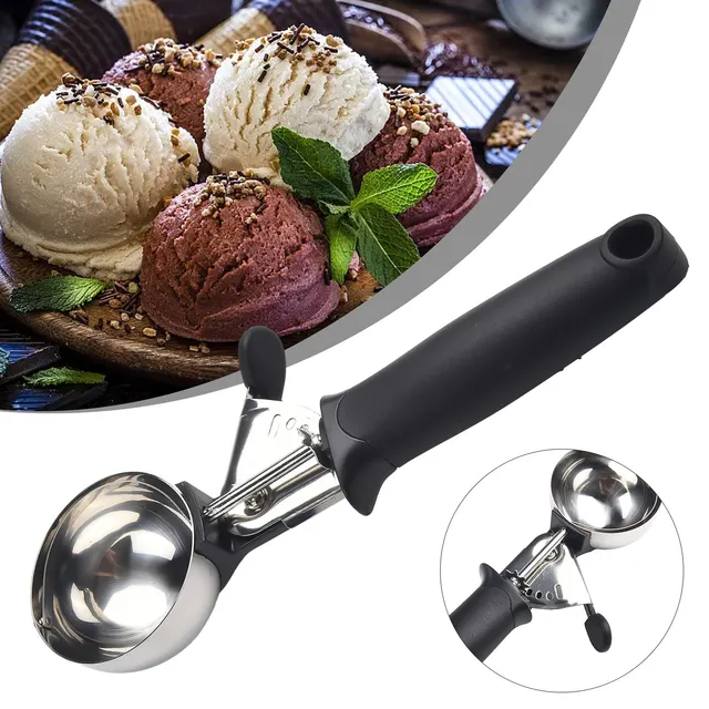 Kitchen, Dining Bar Ice Cream Tools 304 Stainless Steel Spoon Cookie Scoop  With Release Melon Fruit Baller BIce All Maker 1pc - AliExpress