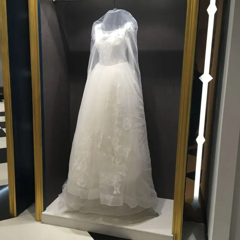 투명 접이식 얇은 신부 가운 보관 가방, 초대형 부드러운 천 웨딩 드레스, 방진..